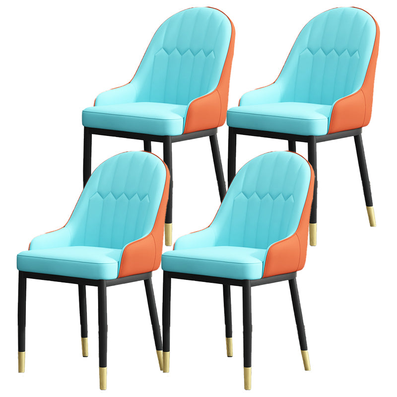 Armless Dining Chairs Nordic Faux Leather Side Chairs for Dining Room