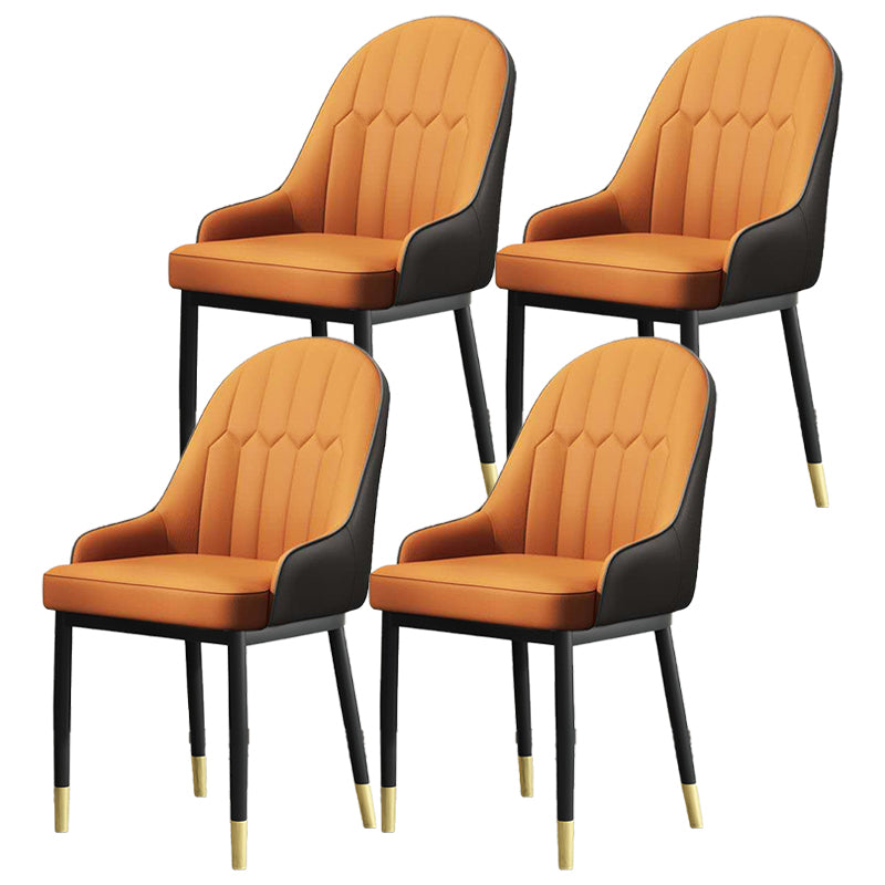 Armless Dining Chairs Nordic Faux Leather Side Chairs for Dining Room