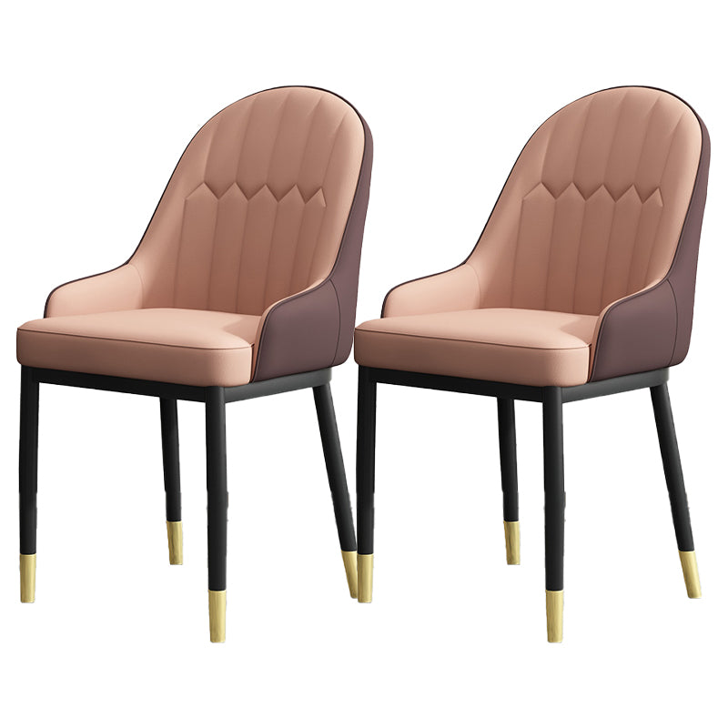 Armless Dining Chairs Nordic Faux Leather Side Chairs for Dining Room