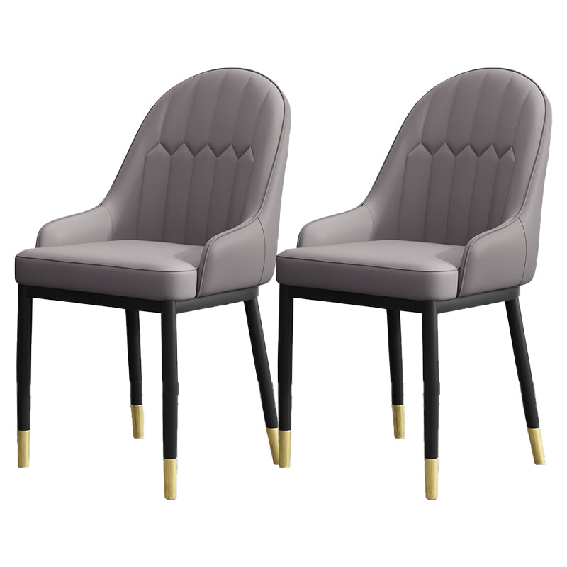 Armless Dining Chairs Nordic Faux Leather Side Chairs for Dining Room