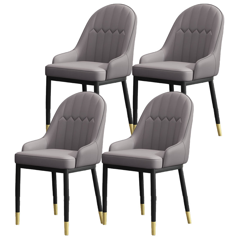 Armless Dining Chairs Nordic Faux Leather Side Chairs for Dining Room