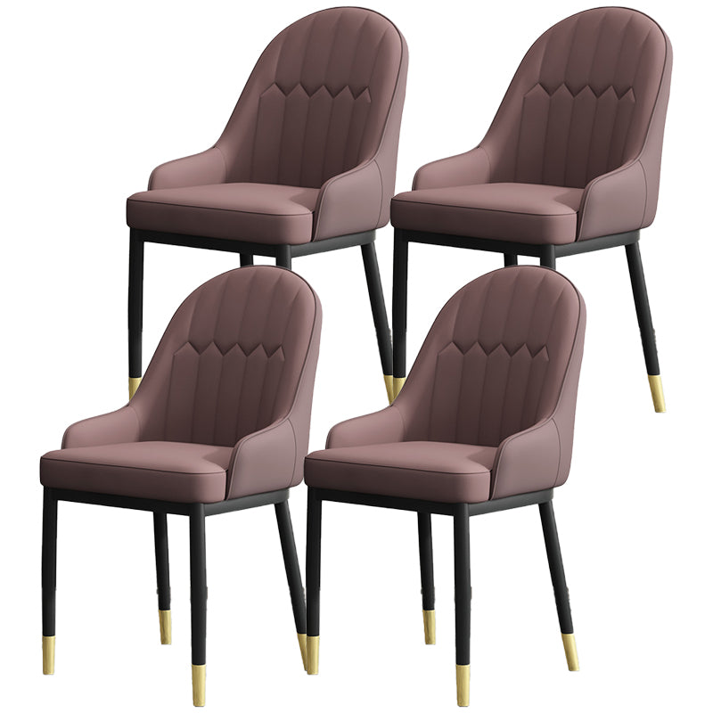 Armless Dining Chairs Nordic Faux Leather Side Chairs for Dining Room