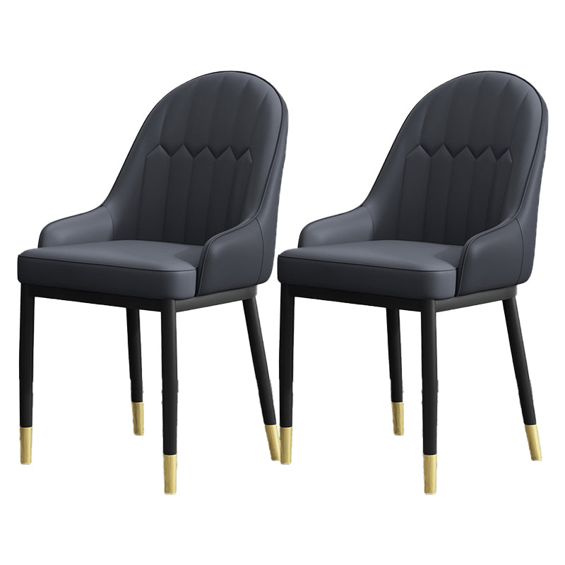 Armless Dining Chairs Nordic Faux Leather Side Chairs for Dining Room