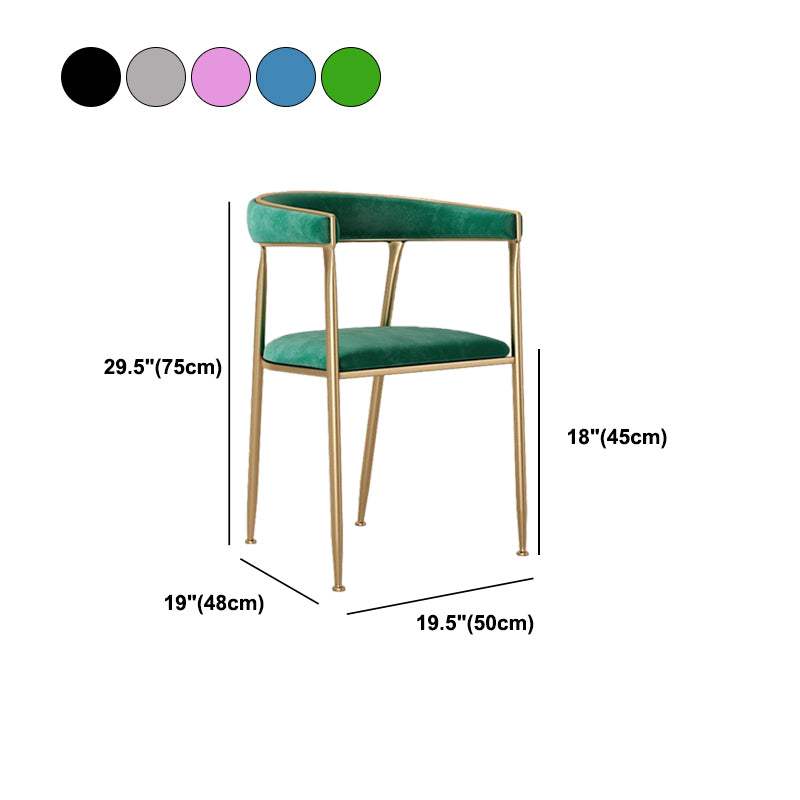 Glam Style Upholstered Dining Chair Open Back Dining Arm Chair