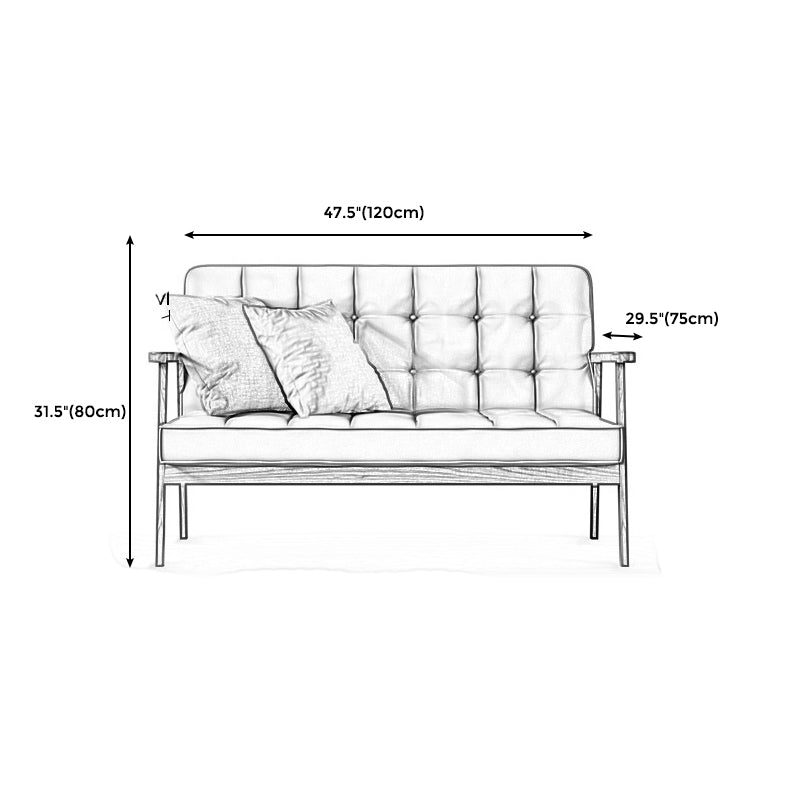 Faux Leather Tufted  Sofa Split-Back  28.3"W  Sofa with Square Arm for Living Room