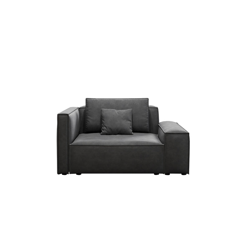 Modern Sofa with Bolster Pillows 35.43"High Square Arm Sofa, Black