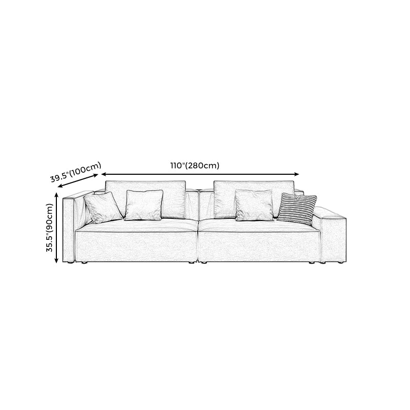 Modern Sofa with Bolster Pillows 35.43"High Square Arm Sofa, Black