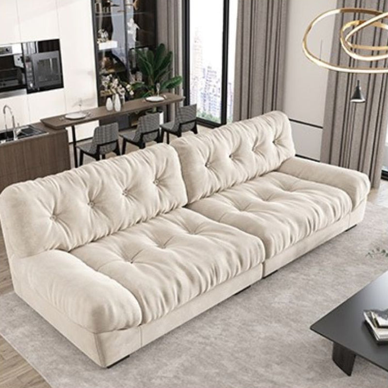 34.65" H Genuine Leather Armless Sofa with Tufted Back Down Fill Cushions Sofa