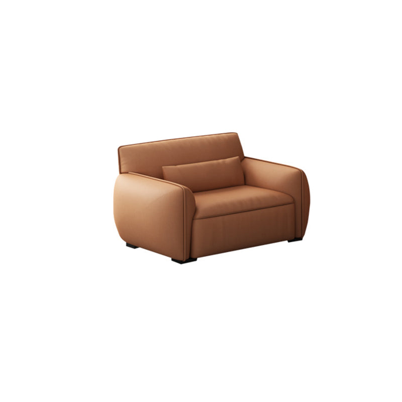 Scandinavian Tan Faux Leather Straight Arm Sofa/Sectionals with Stain-Resistant