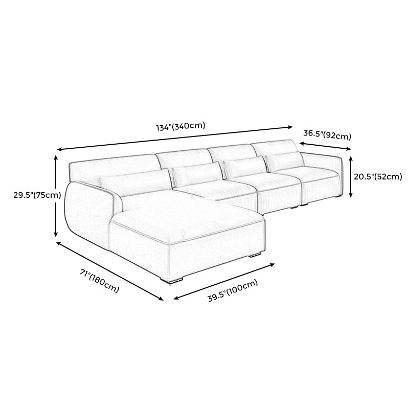 Scandinavian Tan Faux Leather Straight Arm Sofa/Sectionals with Stain-Resistant