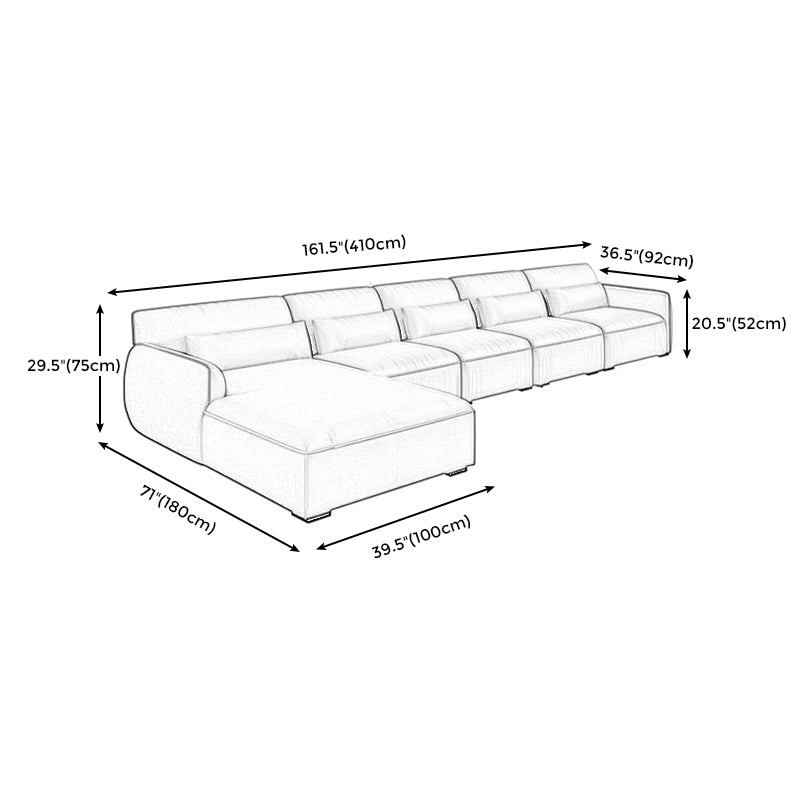 Scandinavian Tan Faux Leather Straight Arm Sofa/Sectionals with Stain-Resistant