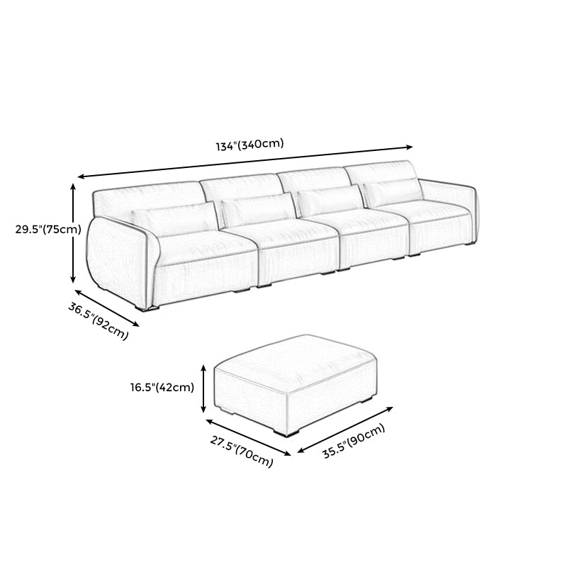 Scandinavian Tan Faux Leather Straight Arm Sofa/Sectionals with Stain-Resistant