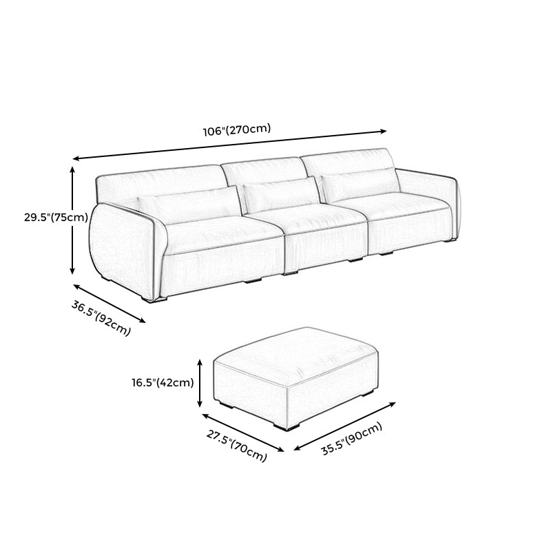 Scandinavian Tan Faux Leather Straight Arm Sofa/Sectionals with Stain-Resistant