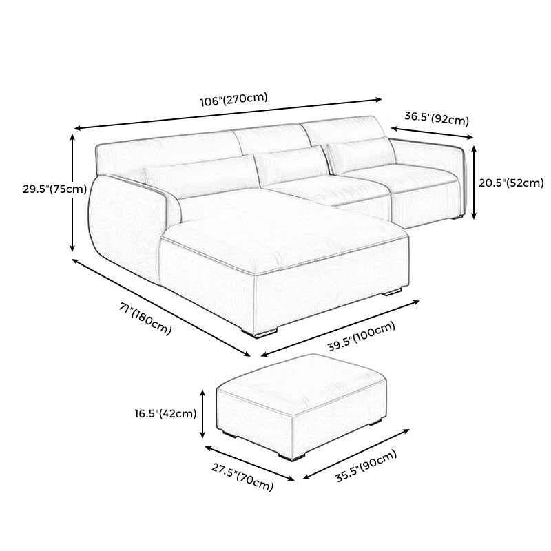 Scandinavian Tan Faux Leather Straight Arm Sofa/Sectionals with Stain-Resistant