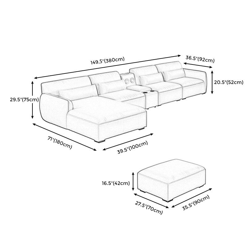 Scandinavian Tan Faux Leather Straight Arm Sofa/Sectionals with Stain-Resistant