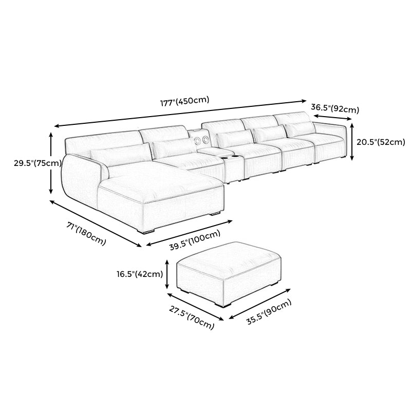 Scandinavian Tan Faux Leather Straight Arm Sofa/Sectionals with Stain-Resistant