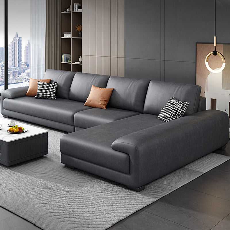 133.9"W √ó 70.87"D √ó35.43"H  Faux Leather Pillow Top Arm Sectional with Stain-Resistant