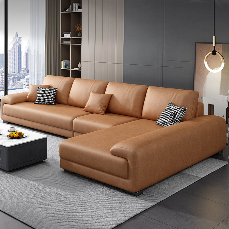 133.9"W √ó 70.87"D √ó35.43"H  Faux Leather Pillow Top Arm Sectional with Stain-Resistant