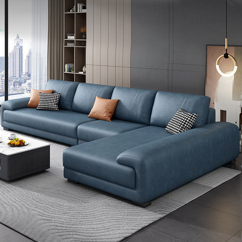 133.9"W √ó 70.87"D √ó35.43"H  Faux Leather Pillow Top Arm Sectional with Stain-Resistant