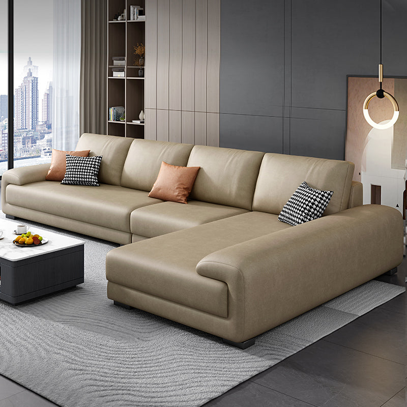 133.9"W √ó 70.87"D √ó35.43"H  Faux Leather Pillow Top Arm Sectional with Stain-Resistant