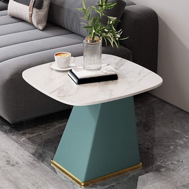 23.6" Floor Solid Wood Side Table Modern Multi - Color Marble Side Accent Table