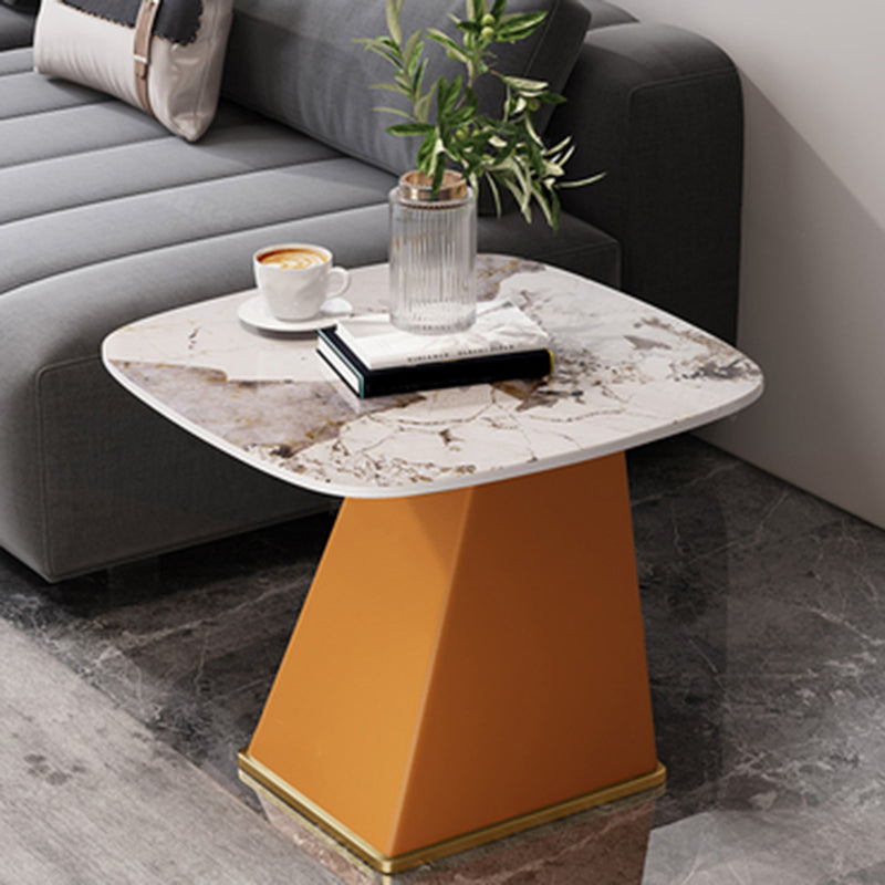 23.6" Floor Solid Wood Side Table Modern Multi - Color Marble Side Accent Table