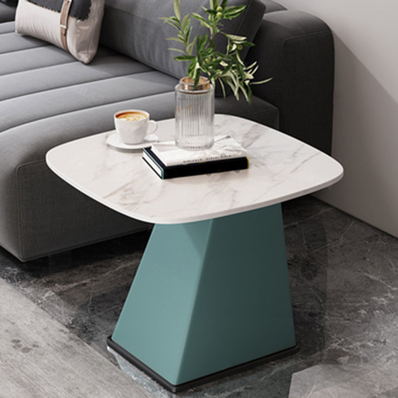 23.6" Floor Solid Wood Side Table Modern Multi - Color Marble Side Accent Table