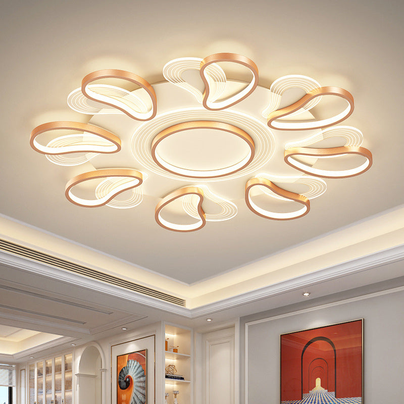 Metal Flower Shape Flush Ceiling Light Modern Style Multi Lights Flush Mount Lighting