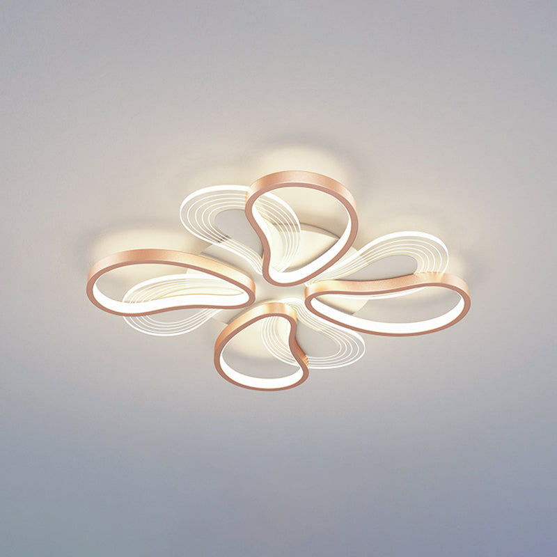 Metal Flower Shape Flush Ceiling Light Modern Style Multi Lights Flush Mount Lighting