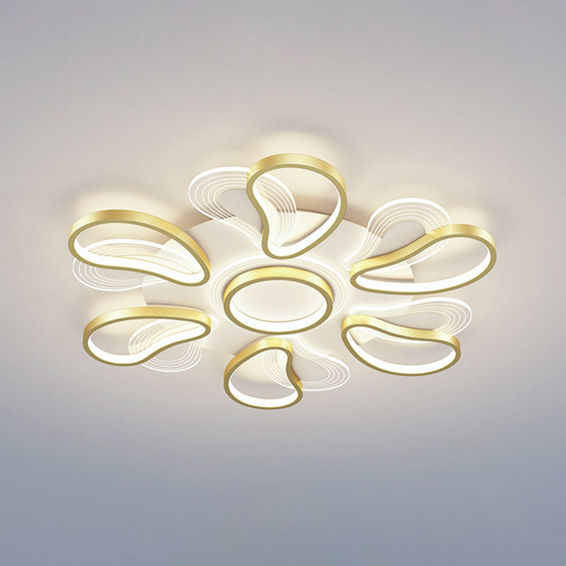 Metal Flower Shape Flush Ceiling Light Modern Style Multi Lights Flush Mount Lighting