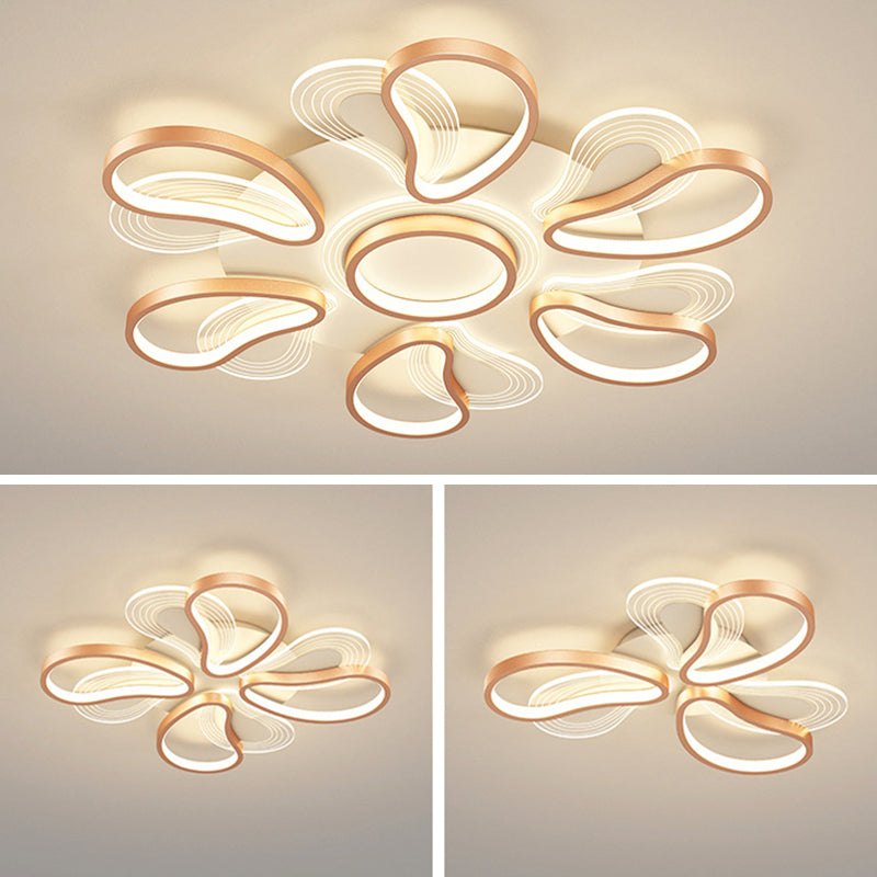 Metal Flower Shape Flush Ceiling Light Modern Style Multi Lights Flush Mount Lighting