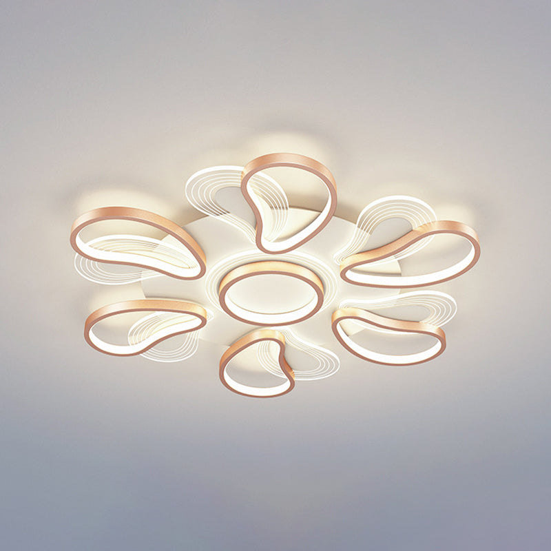 Metal Flower Shape Flush Ceiling Light Modern Style Multi Lights Flush Mount Lighting