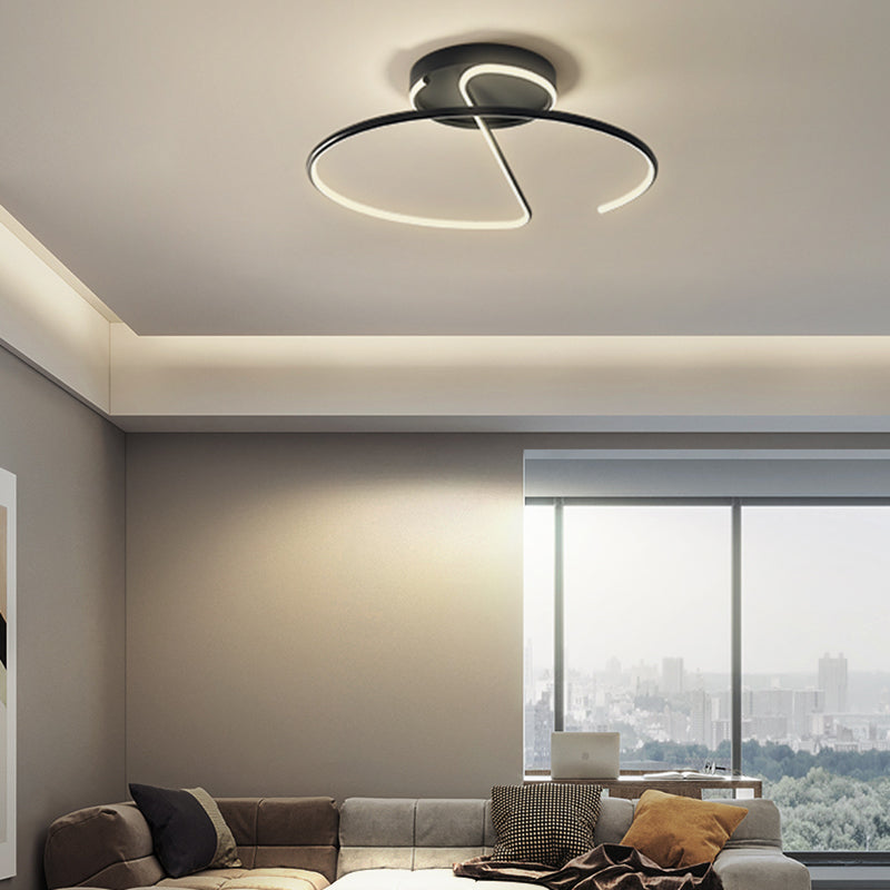 Modern Style Linear Shape Ceiling Light Metal 1 Light Ceiling Light for Living Room