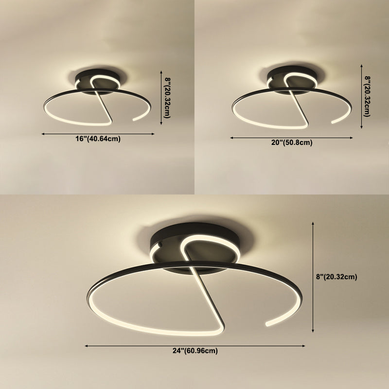 Modern Style Linear Shape Ceiling Light Metal 1 Light Ceiling Light for Living Room