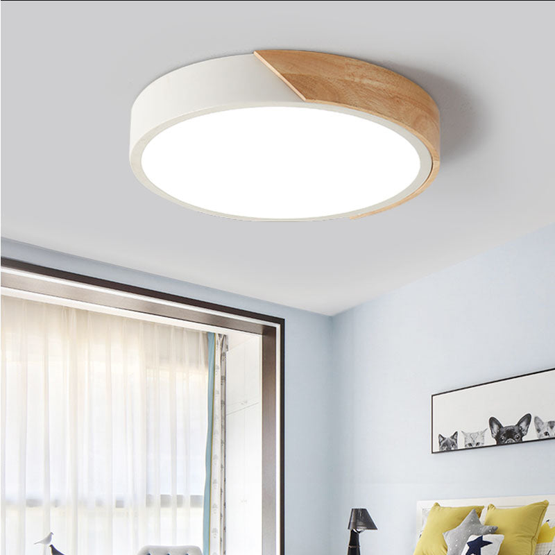 Modern Ceiling Light Fixture 1-Light Flush Mount Ceiling Lamp with Wood