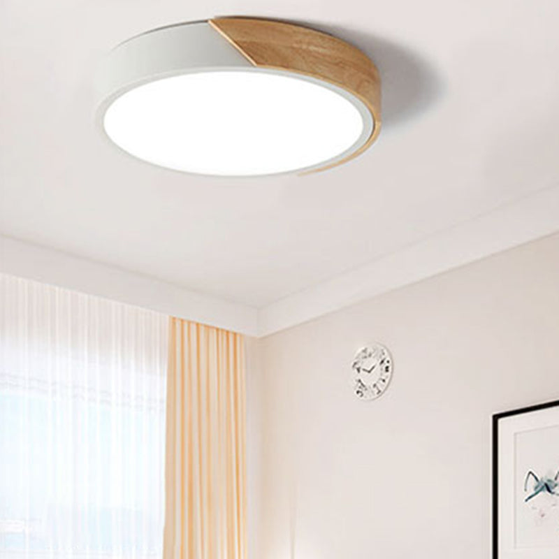 Modern Ceiling Light Fixture 1-Light Flush Mount Ceiling Lamp with Wood