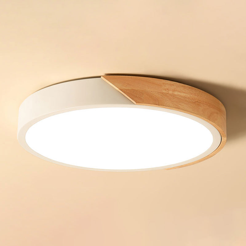 Modern Ceiling Light Fixture 1-Light Flush Mount Ceiling Lamp with Wood