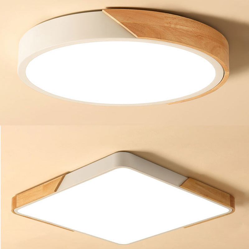 Modern Ceiling Light Fixture 1-Light Flush Mount Ceiling Lamp with Wood