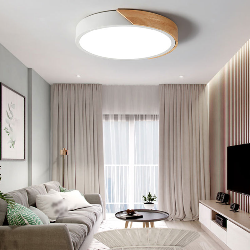 Modern Ceiling Light Fixture 1-Light Flush Mount Ceiling Lamp with Wood