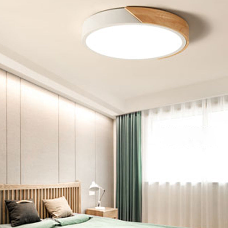 Modern Ceiling Light Fixture 1-Light Flush Mount Ceiling Lamp with Wood