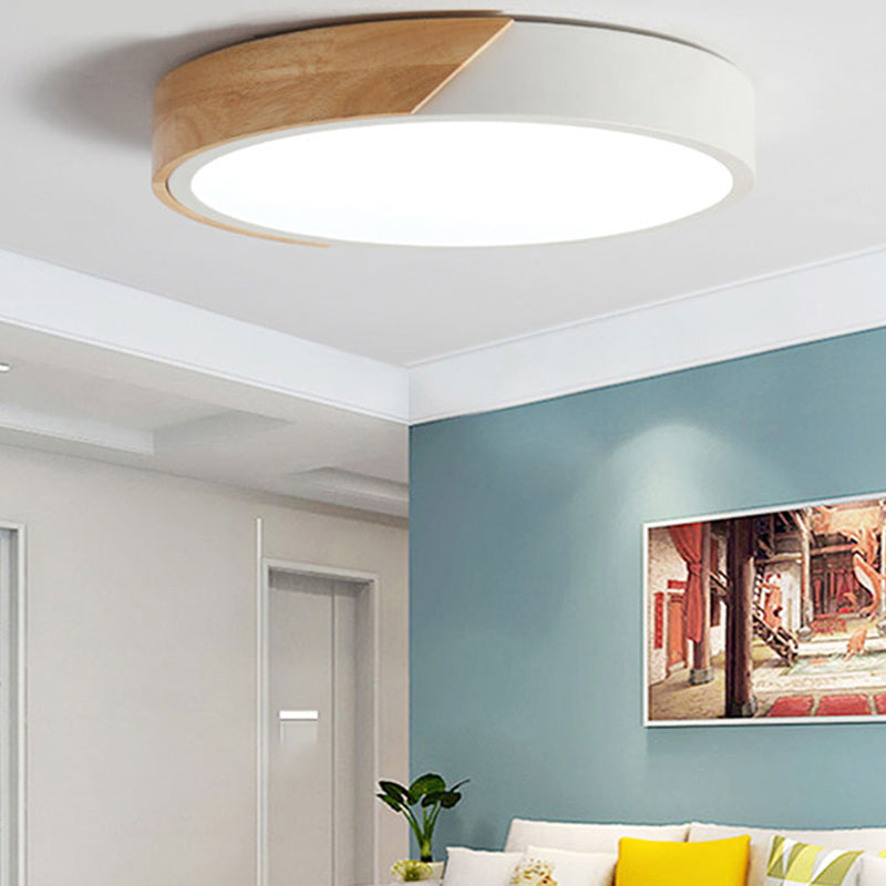 Modern Ceiling Light Fixture 1-Light Flush Mount Ceiling Lamp with Wood