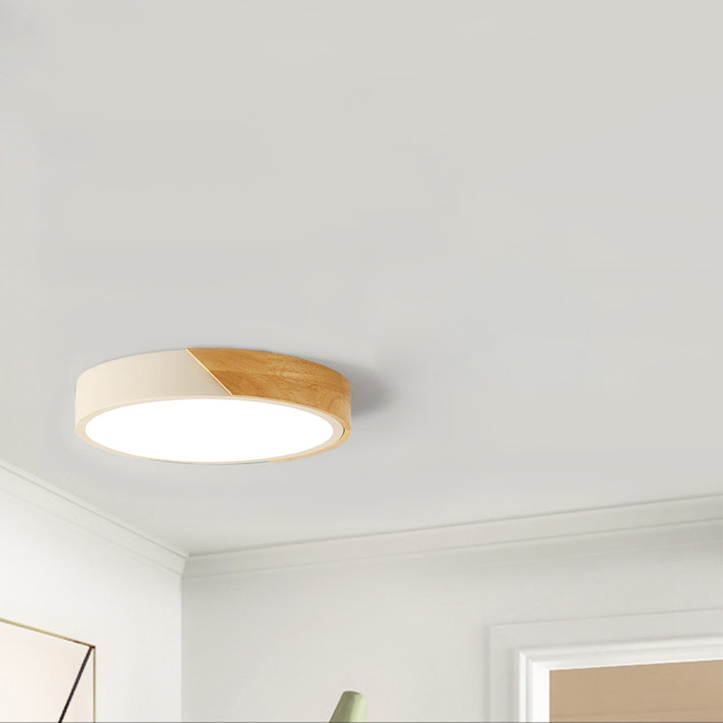 Modern Ceiling Light Fixture 1-Light Flush Mount Ceiling Lamp with Wood