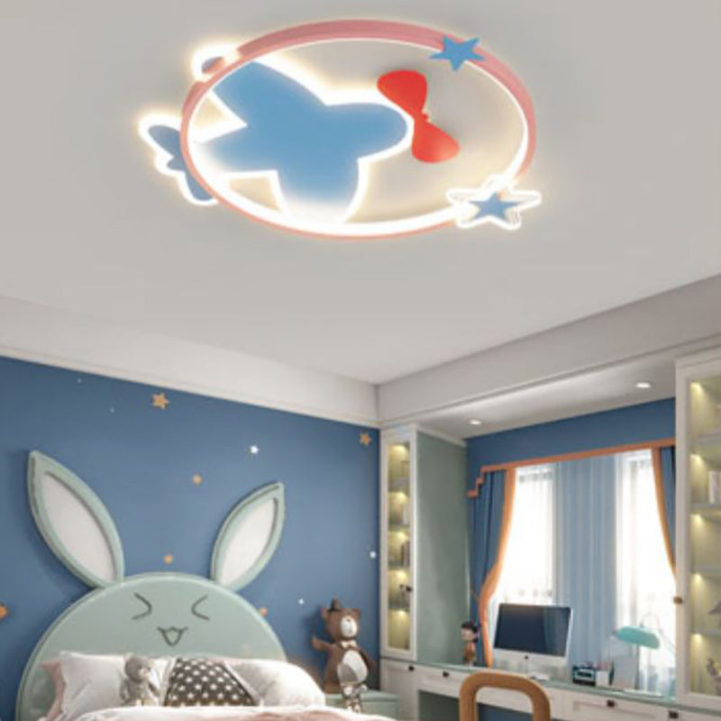 Metal Geometric Ceiling Mount Light Lovely Style Colorful Ceiling Light for Kid's Room