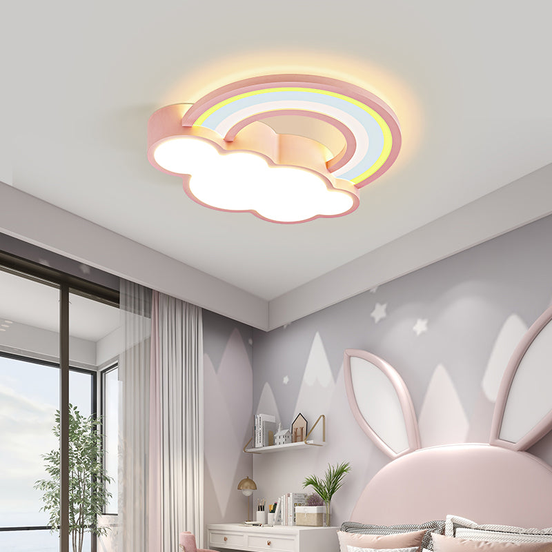 Metal Cloud Shape Flush Mount Light Lovely Style Ceiling Light for Kid's Room