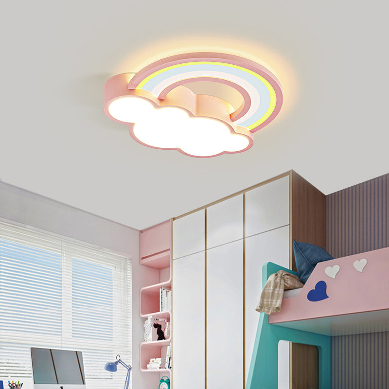 Metal Cloud Shape Flush Mount Light Lovely Style Ceiling Light for Kid's Room