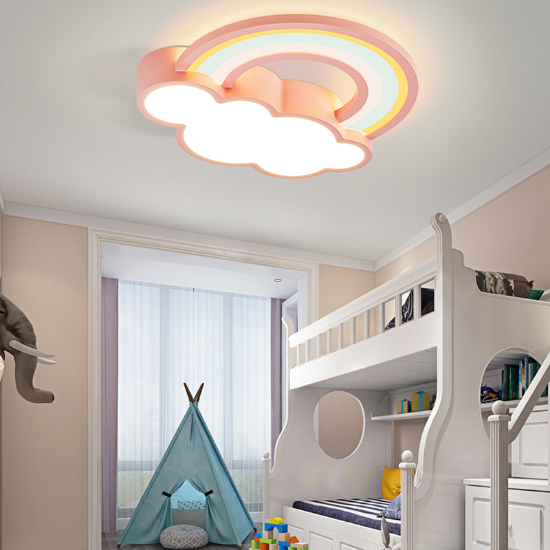 Metal Cloud Shape Flush Mount Light Lovely Style Ceiling Light for Kid's Room