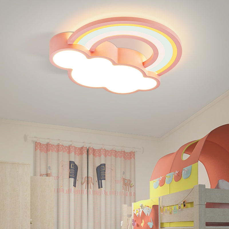 Metal Cloud Shape Flush Mount Light Lovely Style Ceiling Light for Kid's Room