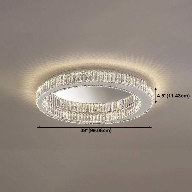 Crystal Geometric Shape Flush Ceiling Light Modern 1 Light Flush Mount Lighting in Silver