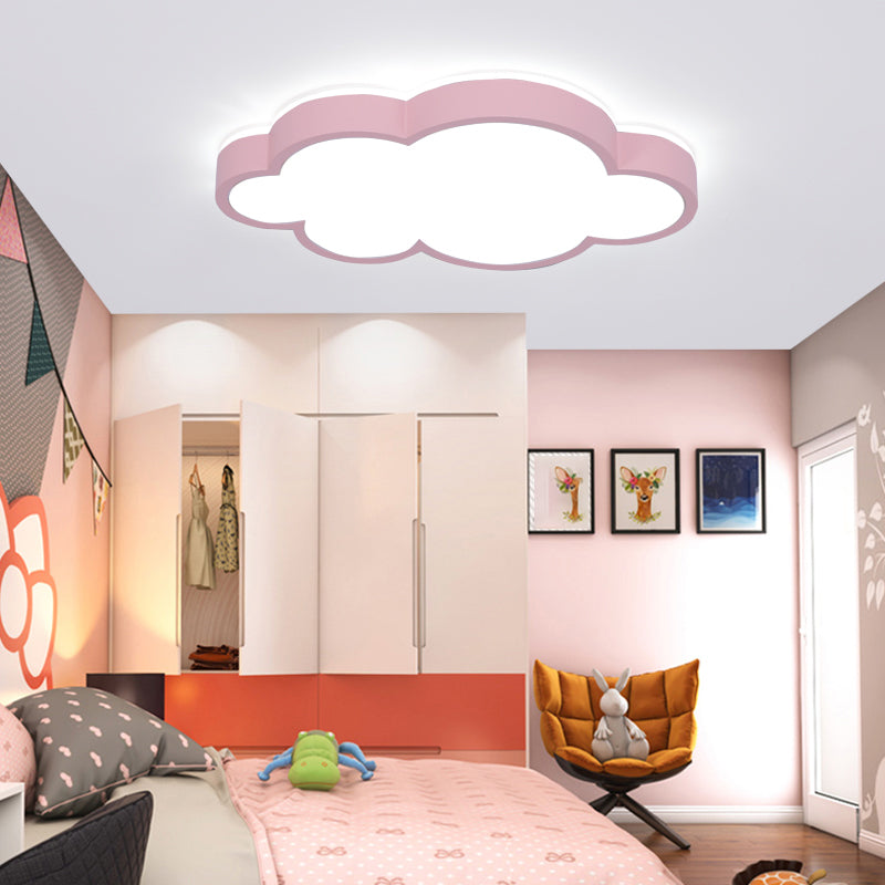 Metal Cloud Shape Flush Mount Light Lovely Colorful LED Ceiling Light for Kid's Room