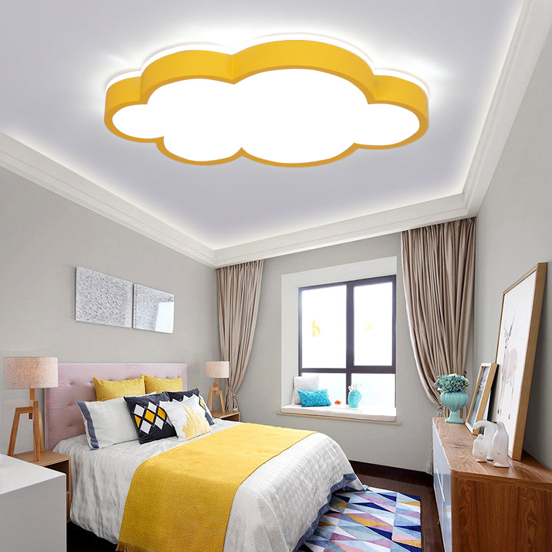 Metal Cloud Shape Flush Mount Light Lovely Colorful LED Ceiling Light for Kid's Room